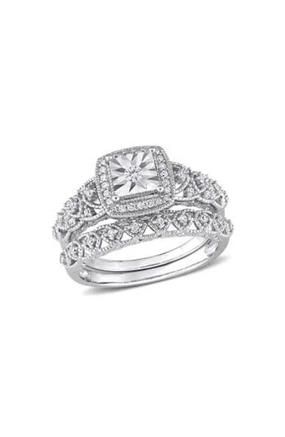 Delmar Diamond Engagement Ring Set In Silver