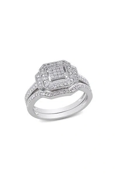 Delmar Diamond Engagement Ring Set In Silver