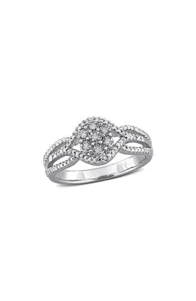 Delmar Diamond Floral Ring In White Gold