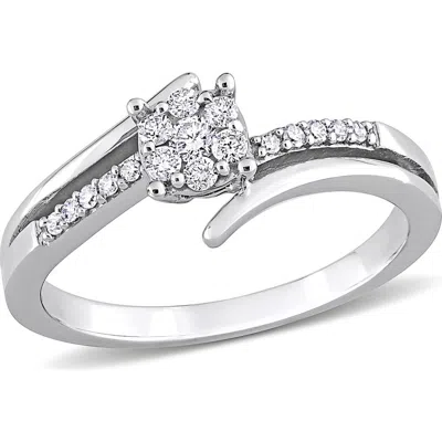 Delmar Diamond Floral Ring In Metallic