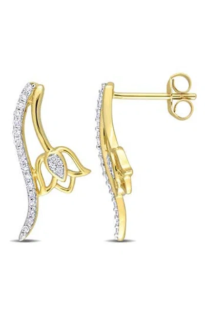 Delmar Diamond Floral Stud Earrings In Gold