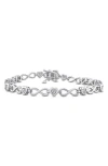 Delmar Diamond Heart Chain Link Bracelet In Silver