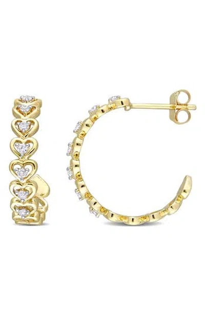 Delmar Diamond Heart Hoop Earrings In Gold