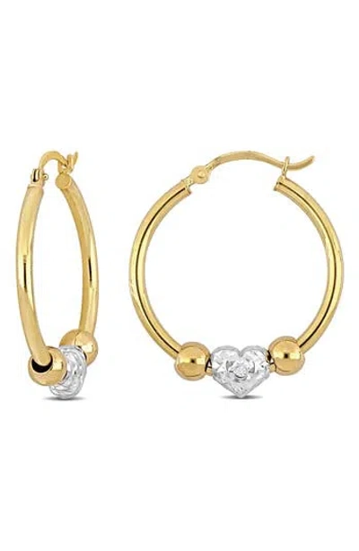 Delmar Diamond Heart Hoop Earrings In Gold