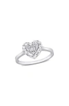 Delmar Diamond Heart Shape Ring In Silver/clear