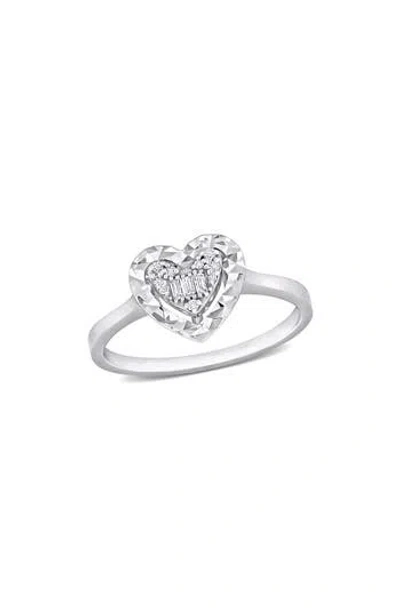 Delmar Diamond Heart Shape Ring In Silver/clear