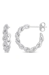 Delmar Diamond Oval Link Hoop Earrings In Silver