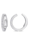 Delmar Diamond Oval Link Hoop Earrings In White