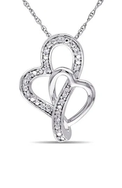 Delmar Diamond Interlocked Heart Pendant Necklace In Metallic