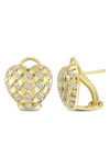 Delmar Diamond Lattice Heart Stud Earrings In White