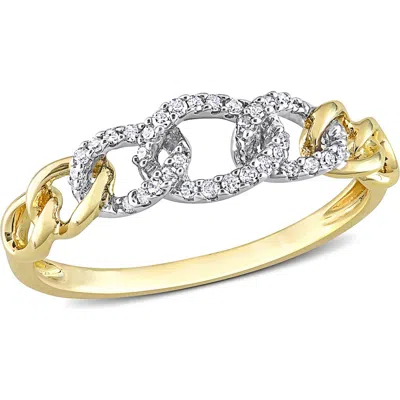Delmar Diamond Mini Link Two-tone Ring In White