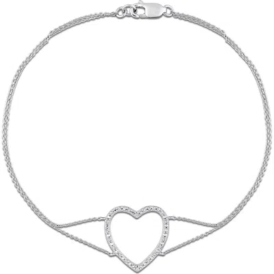 Delmar Diamond Open Heart Bracelet In White Gold