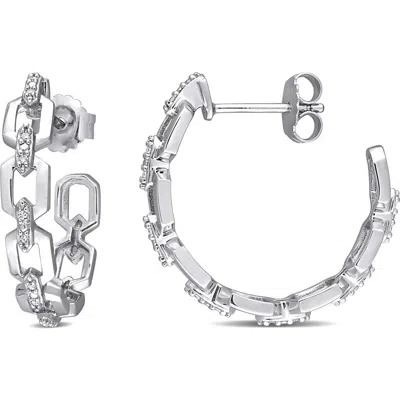 DELMAR DELMAR DIAMOND OPEN WORK HOOP EARRINGS