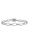 Delmar Diamond Oval Link Bracelet In Silver