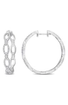 Delmar Diamond Oval Link Hoop Earrings In White