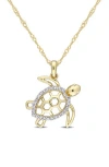 Delmar Diamond Sea Turtle Pendant Necklace In White