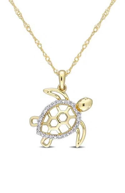 Delmar Diamond Sea Turtle Pendant Necklace In White