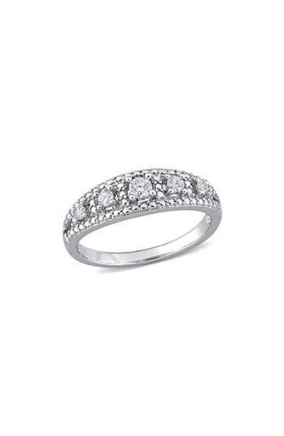 Delmar Diamond Semi Eternity Ring In White Gold