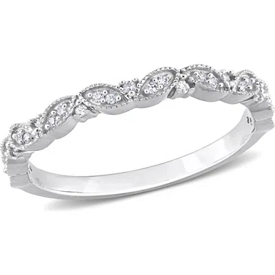 Delmar Diamond Semi Eternity Ring In White Gold