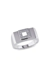 Delmar Diamond Square Ring In Silver