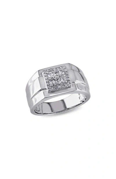 Delmar Diamond Square Ring In White Gold