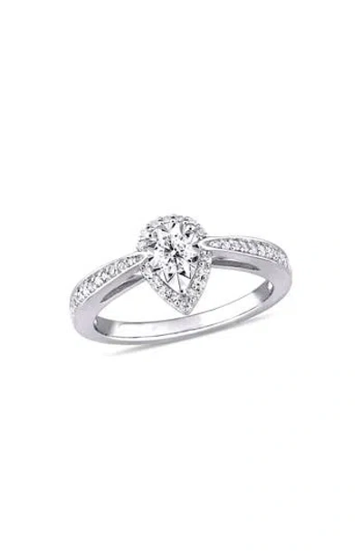 Delmar Diamond Teardrop Engagement Ring In Silver