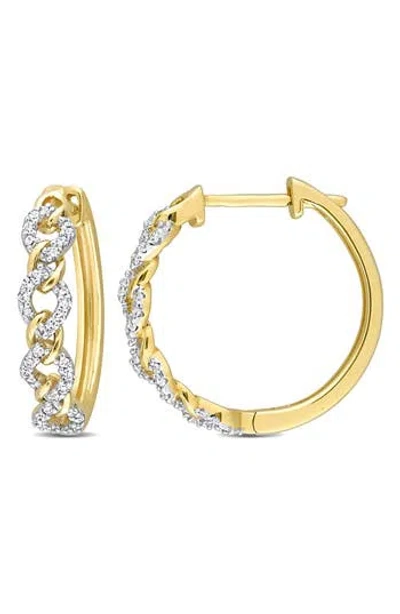 Delmar Diamond Two-tone Link Hoop Earrings In Gold