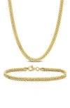 Delmar Double Curb Chain Bracelet & Necklace Set In Yellow
