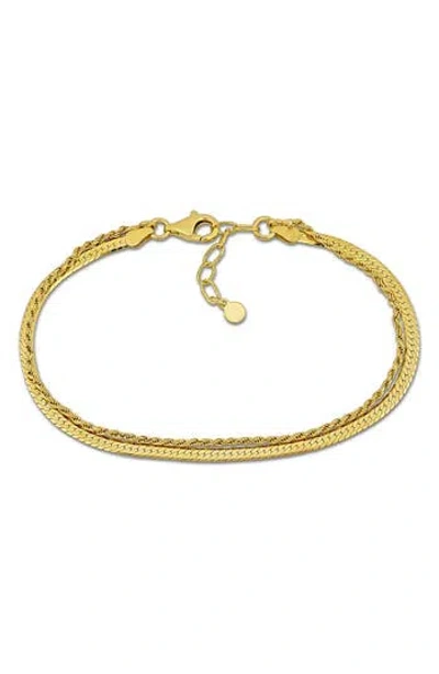 Delmar Double Heart Strand Herringbone Bracelet In Gold