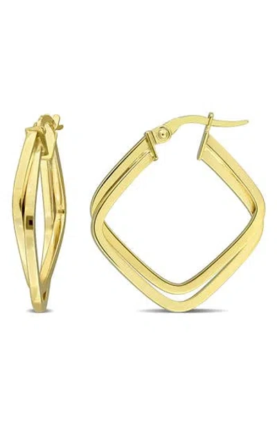 Delmar Double Rounded Square Hoop Earrings In Gold