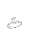Delmar Emerald Cut Lab-created Moissanite Ring In White
