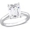 Delmar Emerald Cut Lab-created Moissanite Ring In White