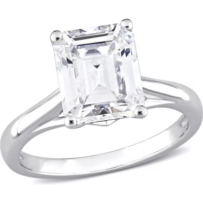 Delmar Emerald Cut Lab-created Moissanite Ring In White