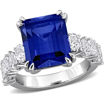 Delmar Emerald Cut Lab Created Sapphire Statement Ring In Blue