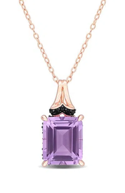 Delmar Emerald-cut Rose De France Amethyst Pendant Necklace In Purple