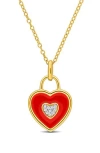 Delmar Enamel & Diamond Heart Pendant Necklace In Red