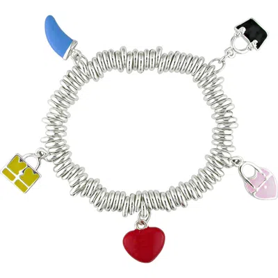 Delmar Enamel Charm Coil Bracelet In Multi