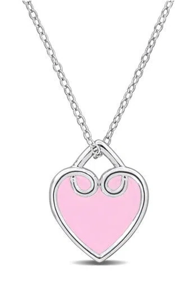 Delmar Enamel Heart Pendant Necklace In Pink