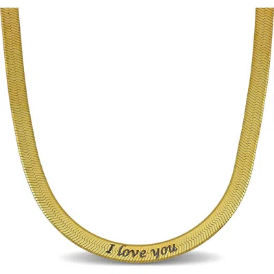 Delmar Engraved Herringbone Chain Necklace In Gold