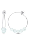 Delmar Faceted Hoop Earrings In Aquamarine