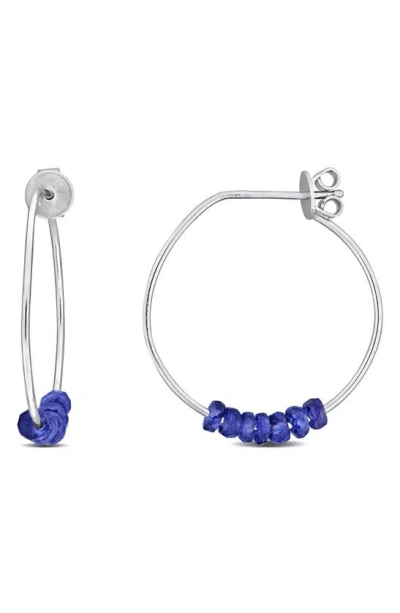 Delmar Faceted Hoop Earrings In Blue Sapphire