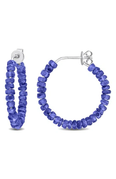 Delmar Faceted Hoop Earrings In Blue Sapphire