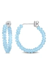 Delmar Faceted Hoop Earrings In Blue Topaz