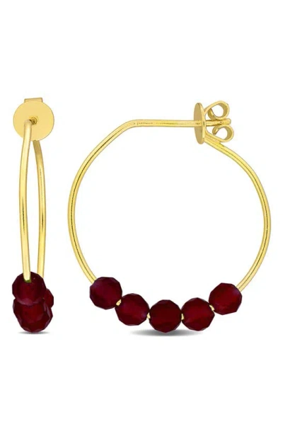 Delmar Faceted Hoop Earrings In Garnet