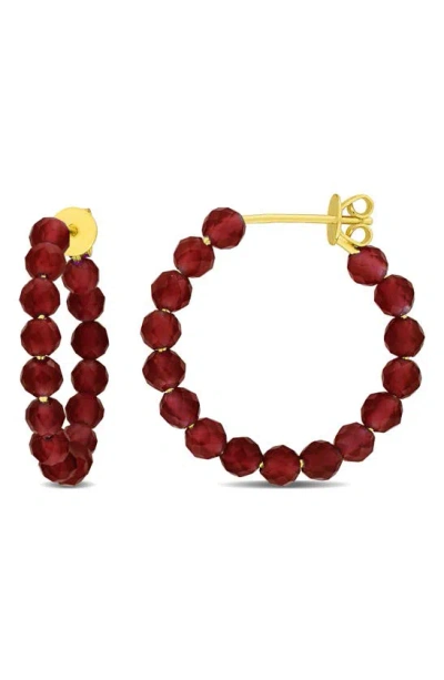 Delmar Faceted Hoop Earrings In Burgundy