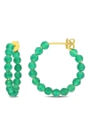 Delmar Faceted Hoop Earrings In Green Onyx
