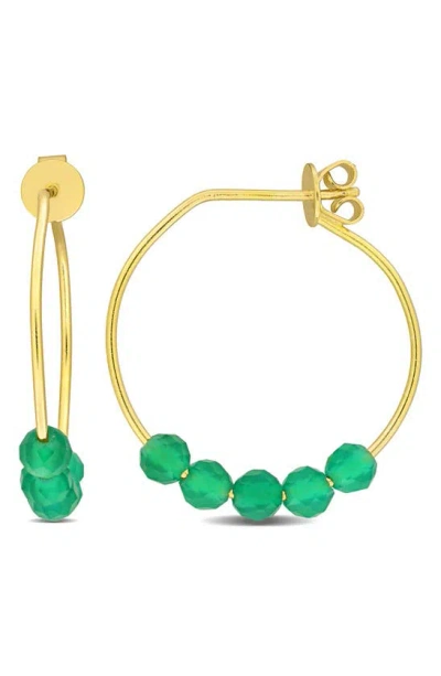 Delmar Faceted Hoop Earrings In Green Onyx