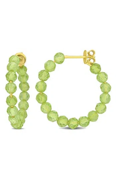 Delmar Faceted Hoop Earrings In Peridot