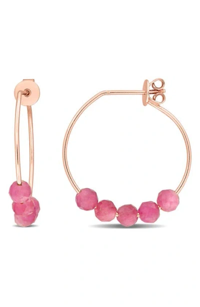 Delmar Faceted Hoop Earrings In Pink Tourmaline