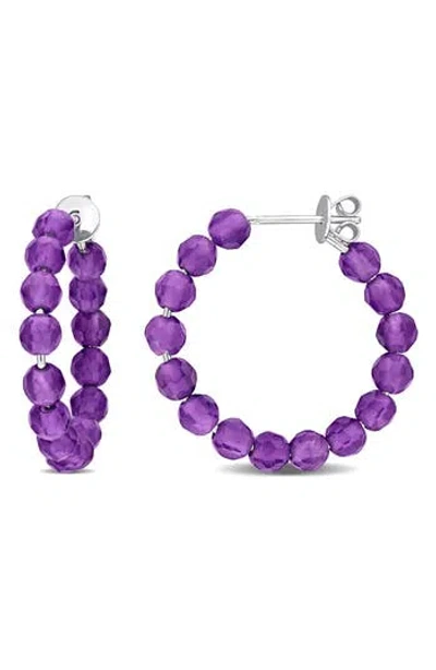 Delmar Faceted Hoop Earrings In Purple